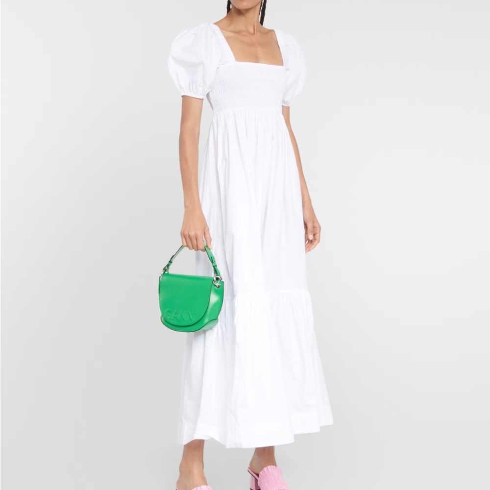 GANNI white maxi poplin dress